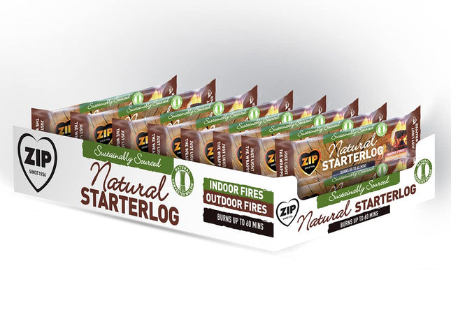 ZIP Natural Starter Log, 16 Pack, Individually Wrapped, Smokeless Instant Light, Sustainably Sourced, Fuel For Wood Burner, Stove, Indoor Fire, Chiminea or Firepit, Suitable for Smoke Control Areas