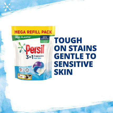 Persil 3 in 1 Non Bio Laundry Washing Capsules removes stains first time for washing that's gentle next to sensitive skin 3x 50 capsules (150 washes)