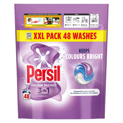 Persil Colour Protect 3 in 1 Washing Capsules keeps colours bright outstanding stain removal in quick & cold washes 48 washes