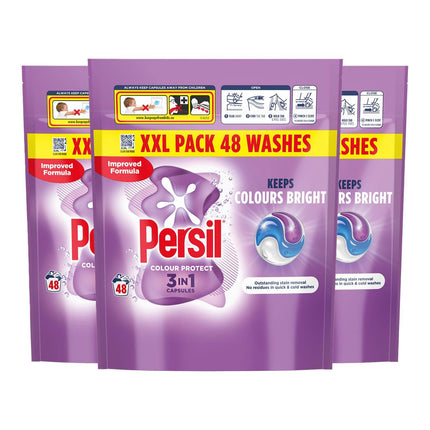 Persil Colour 3 in 1 Laundry Washing Detergent Capsules 48 washes - Pack of 3