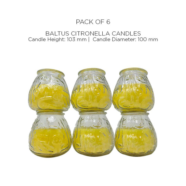 OnlineStreet Citronella Outdoor Scented Tealight Candles, Enclosed in Glass Jars - Yellow-Coloured, Strong Insect/Pest Repellent with Long-Lasting Burning Time for Outdoor/Indoor Use (Pack of 6)