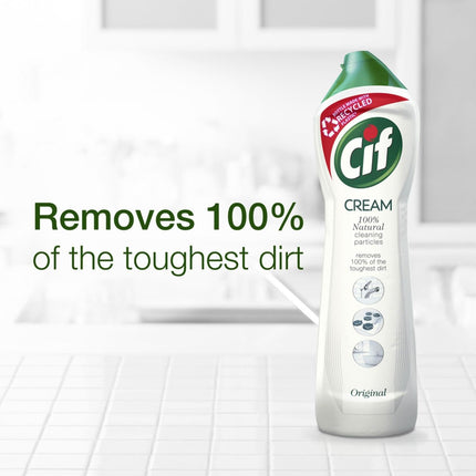 Cif Original Cream Multipurpose Surface Cleaner enriched with a fresh, ocean scent made with 100% natural cleaning particles for gentle and reliable cleaning, Multi Buy 8 Pack