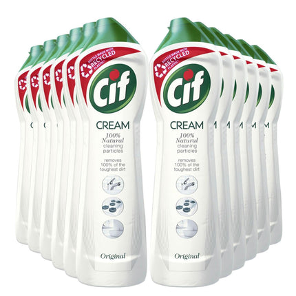 Cif Original Cream Multipurpose Surface Cleaner enriched with a fresh, ocean scent made with 100% natural cleaning particles for gentle and reliable cleaning, Multi Buy 12 Pack
