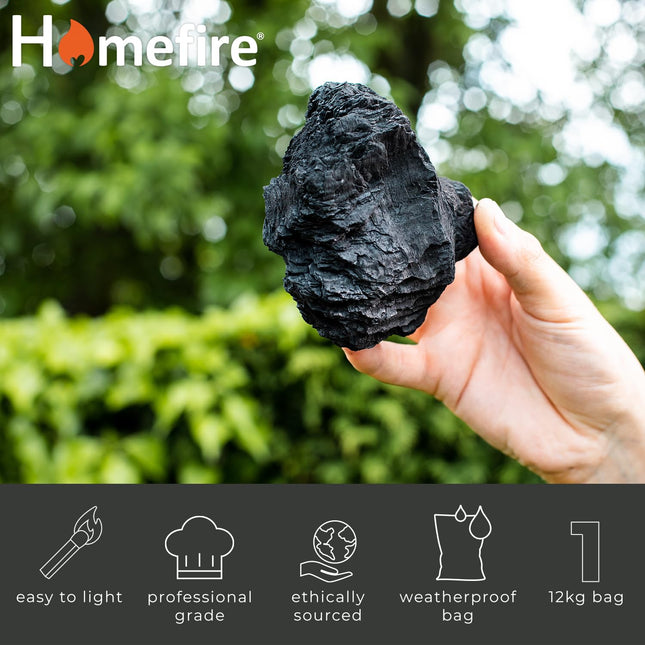 Homefire Premium Restaurant Grade Charcoal, Excellent for Grilling and BBQs, 12 kg (Pack of 1)