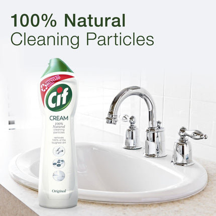 Cif Original Cream Multipurpose Surface Cleaner enriched with a fresh, ocean scent made with 100% natural cleaning particles for gentle and reliable cleaning, Multi Buy 6 Pack