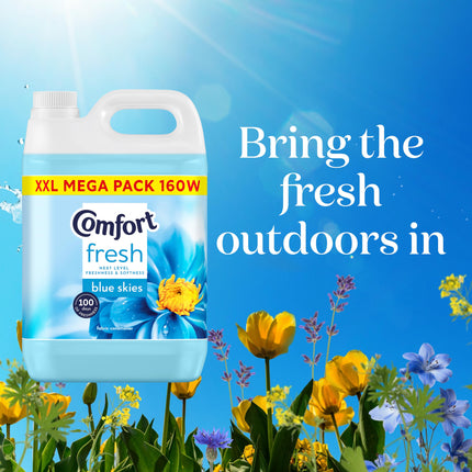 Comfort Fresh Blue Skies Fabric Conditioner Softener with Motion-Activated Fragrance Technology 100 Days of Freshness 160 washes (4.8 L)