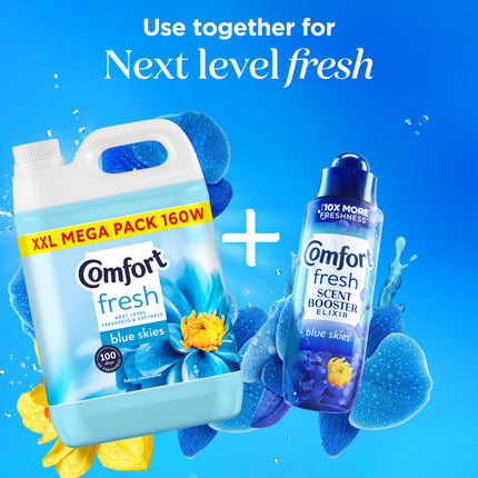Comfort Fresh Blue Skies Fabric Conditioner Softener with Motion-Activated Fragrance Technology 100 Days of Freshness 160 washes (4.8 L)