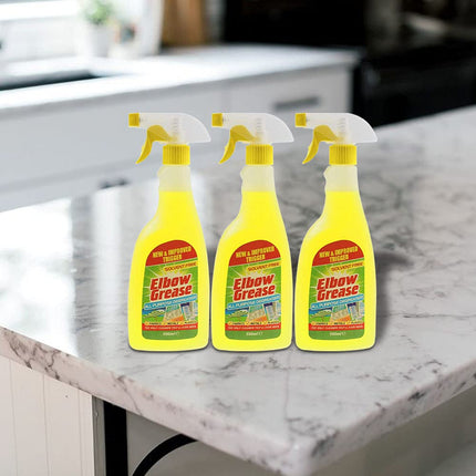 Elbow Grease All Purpose Kitchen/Floor/Tile/Wall/Bathroom/Glass/Carpet Cleaner - Elbow Grease Clothes Stain Remover - AntiBacterial Sticky Stuff Remover Spray (500 ml) (Pack of 3)