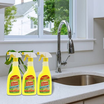 Elbow Grease All Purpose Kitchen/Floor/Tile/Wall/Bathroom/Glass/Carpet Cleaner - Elbow Grease Clothes Stain Remover - AntiBacterial Sticky Stuff Remover Spray (500 ml) (Pack of 3)
