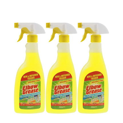 Elbow Grease All Purpose Kitchen/Floor/Tile/Wall/Bathroom/Glass/Carpet Cleaner - Elbow Grease Clothes Stain Remover - AntiBacterial Sticky Stuff Remover Spray (500 ml) (Pack of 3)