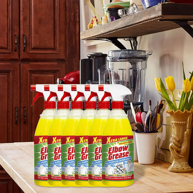 Elbow Grease Degreasers and Cleaners - Suitable for Removing Stains from Glass, Microwave, Kitchenaries, Bathroom, Fabrics, Plastics with Fresh Lemon scented Formula (1 Liter) (Pack of 6)
