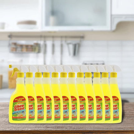 Elbow Grease All Purpose Kitchen/Floor/Tile/Wall/Bathroom/Glass/Carpet Cleaner - Elbow Grease Clothes Stain Remover - AntiBacterial Sticky Stuff Remover Spray (500 ml) (Pack of 12)