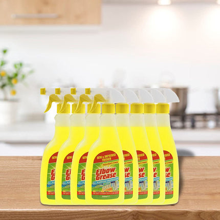 Elbow Grease All Purpose Kitchen/Floor/Tile/Wall/Bathroom/Glass/Carpet Cleaner - Elbow Grease Clothes Stain Remover - AntiBacterial Sticky Stuff Remover Spray (500 ml) (Pack of 8)