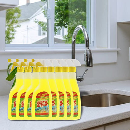 Elbow Grease All Purpose Kitchen/Floor/Tile/Wall/Bathroom/Glass/Carpet Cleaner - Elbow Grease Clothes Stain Remover - AntiBacterial Sticky Stuff Remover Spray (500 ml) (Pack of 8)