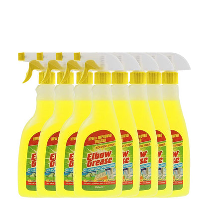 Elbow Grease All Purpose Kitchen/Floor/Tile/Wall/Bathroom/Glass/Carpet Cleaner - Elbow Grease Clothes Stain Remover - AntiBacterial Sticky Stuff Remover Spray (500 ml) (Pack of 8)