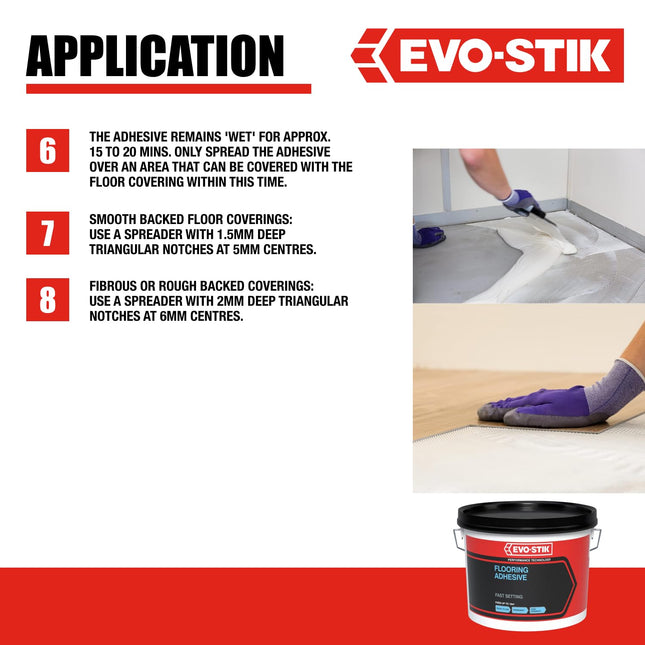 EVO-STIK Flooring Adhesive 2.5L - High Strength - Water Based - Rubber/Resin Glue for PVC - Cork - Linoleum - Carpet & More - Solvent-Free - Indoor Use - Fast Setting - Ready to Use