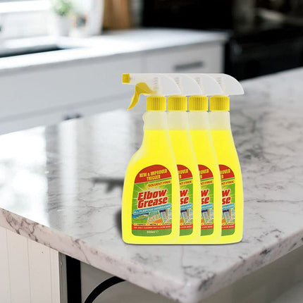 Elbow Grease All Purpose Kitchen/Floor/Tile/Wall/Bathroom/Glass/Carpet Cleaner - Elbow Grease Clothes Stain Remover - AntiBacterial Sticky Stuff Remover Spray (500 ml) (Pack of 4)