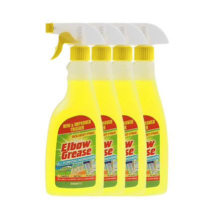 Elbow Grease All Purpose Kitchen/Floor/Tile/Wall/Bathroom/Glass/Carpet Cleaner - Elbow Grease Clothes Stain Remover - AntiBacterial Sticky Stuff Remover Spray (500 ml) (Pack of 4)