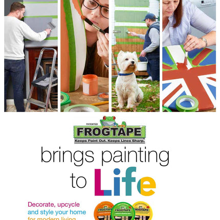 Frog Tape Yellow Delicate Surface Painters Masking Tape 36mm x 41.1m. Indoor painting and decorating for sharp lines and no paint bleed