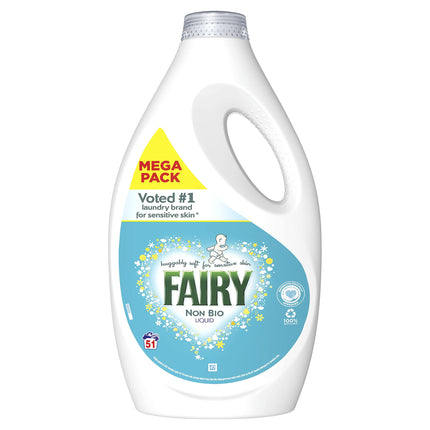Fairy Non Bio Washing Liquid 1.785l, 51 Washes, Voted #1 For Sensitive Skin