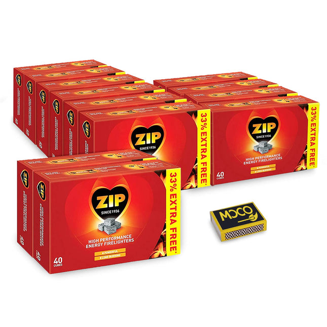 Zip High Performance Fire Lighters- Powerful & Reliable Fire Starter for Open Fires- Eco Fire Cube for BBQs, Stoves & Burners- (12 Pack X 40 Cubes)