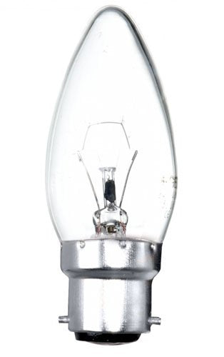 Branded 10x 25W BC/B22 - Candle (Clear LAMP) Light Bulbs (NOT Rough Service)