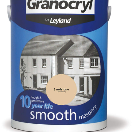 Leyland Granocryl Smooth Masonry Paint - All Weather Protection - Durable Covering Power - Mould Resistant - Sandstone - 5L
