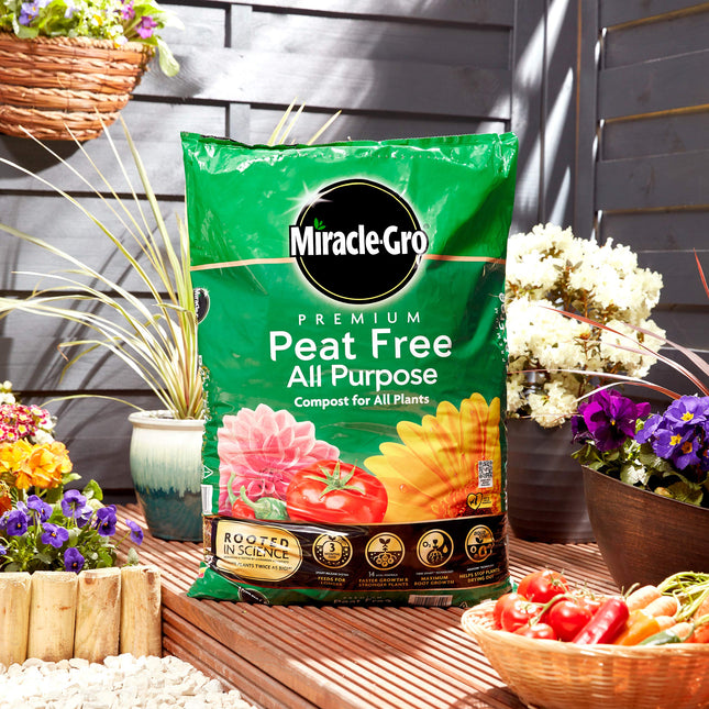 Miracle-Gro All Purpose Compost, PEAT FREE - 10 Litre Bag, (New 2020 Range), For All Plants, Green