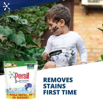 Persil Non Bio 3 in 1 Laundry Detergent Washing Pods Capsules Tablets XL, 66 Washes