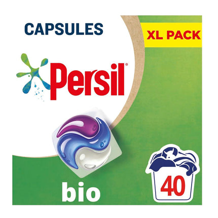 Persil Bio 3 in 1 Washing Capsules laundry capsules for 1st time removal of tough stains outstanding stain removal in quick & cold washes 40 washes