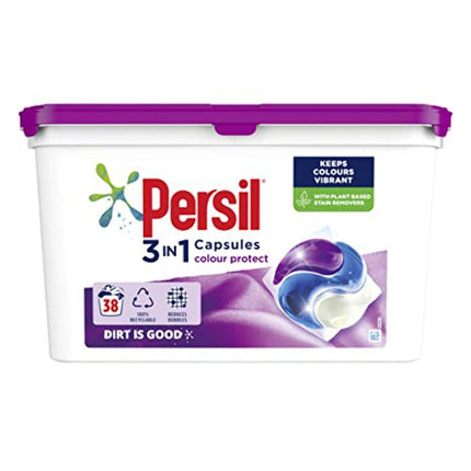 Persil Bio 3 in 1 Laundry Detergent Washing Pods Capsules Tablets Mega Refill Pack (38 Wash), Brilliant Plant-Based Stain Removal With Comfort Freshness, Biodegradable ingredients