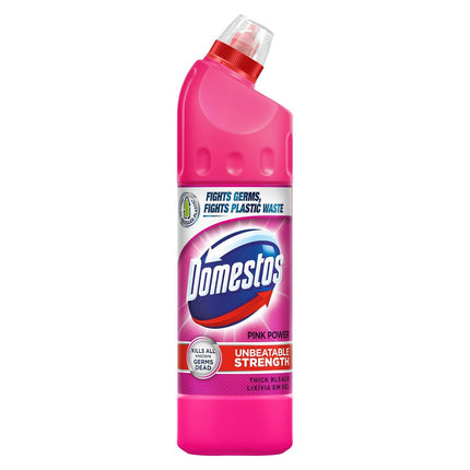 Domestos Thick Bleach Pink Power Multi-Purpose Disinfectant Anti-Bacterial Surface Cleaner Gel Limescale Remover for Toilet, Bathroom and Kitchen, 750ml Bulk Buy 6 Pack