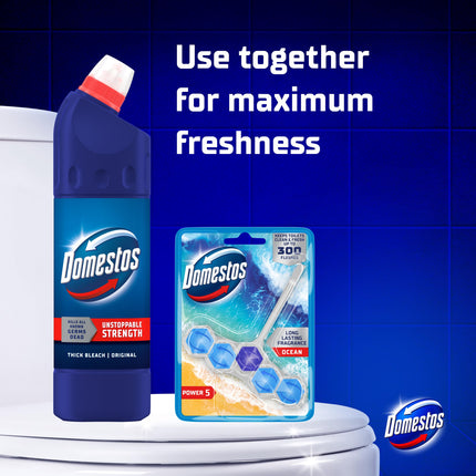 Domestos Original Thick Bleach disinfectant that eliminates 99.99% of bacteria and viruses* unstoppable strength 9x 750 ml
