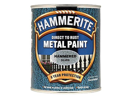 Hammerite 5092957 Direct to Rust Metal Paint - Hammered Silver Finish 750ML