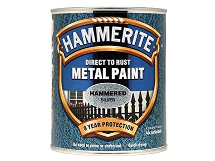 Hammerite 5092957 Direct to Rust Metal Paint - Hammered Silver Finish 750ML