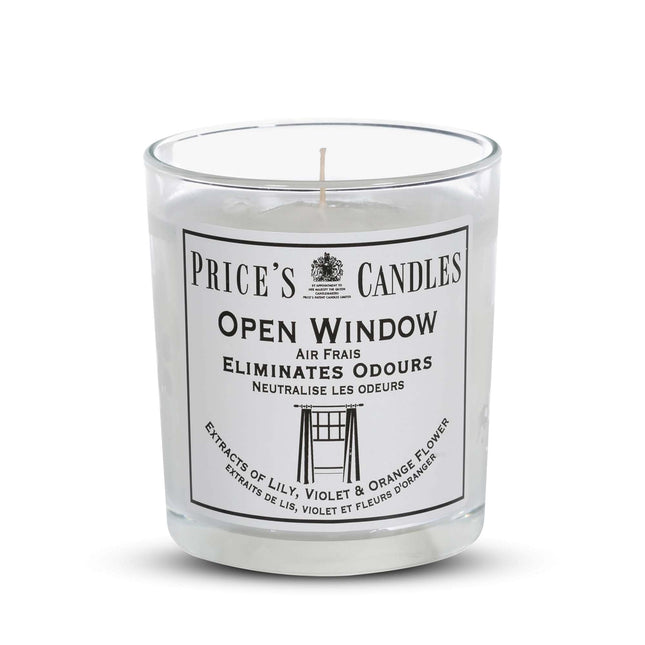 Price's - Open Window Jar Candle - Odour Eliminating Candle - Made With Lily, Violet And Orange Flower Extracts - Clean, Fresh, Quality Fragrance - Long Lasting Scent