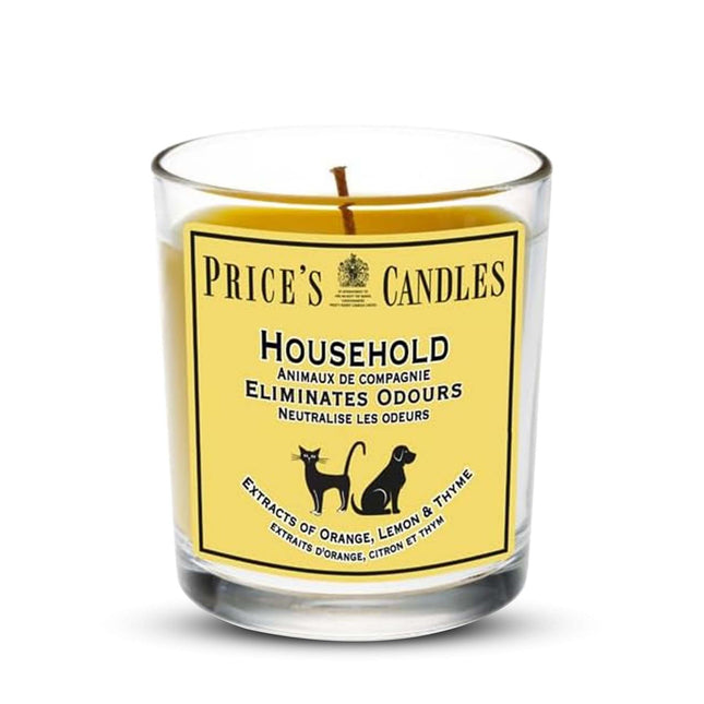 Price's - Household Pet Jar Candle - Odour Eliminating Candle - Made With Orange, Lemon & Thyme Extracts - Clean, Fresh, Quality Fragrance - Long Lasting Scent