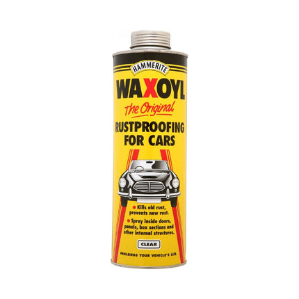 Hammerite Waxoyl Car Underseal and Rust Protection. The Original Rustproofing for Cars, Rust Inhibitor and Rust Converter for Classic Car Care. Waxoyl Clear 1Ltr Schutz Can