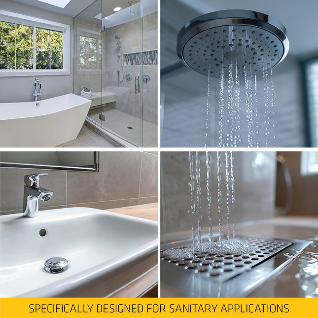 Everbuild Showerproof Bathroom Silicone Sealant – Permanently Flexible – Anti-Fungal Formula – Quick Curing – Waterproof – Clear – 280ml