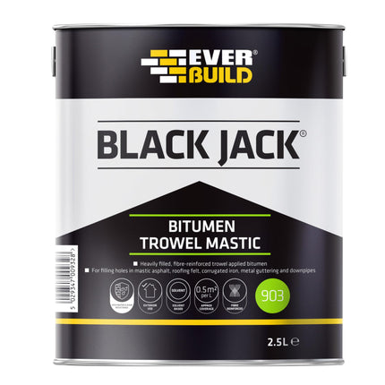 Everbuild Black Jack 903 Bitumen Trowel Mastic – Trowellable Bituminous Compound – Black – 2.5 Litre