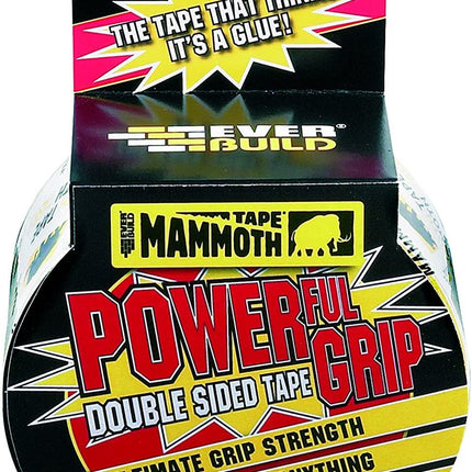 Everbuild Mammoth Powerful Grip Tape – Reinforced Double Sided Tape – Heavy Duty – Clear – 50mm x 2.5m