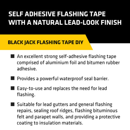 Everbuild Black Jack Strong Self Adhesive Flashing Tape – Natural Lead-Look Finish – 450mm x 10m
