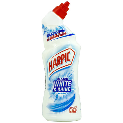 Harpic White & Shine Toilet Bleach Gel, Original Scent, Pack 3 x 750 ml, Kills 99.9% of Bacteria, Toilet Cleaner