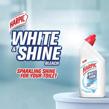 Harpic White & Shine Toilet Bleach Gel, Original Scent, Pack 6 x 750 ml, Kills 99.9% of Bacteria, Toilet Cleaner