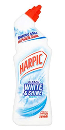 Harpic White & Shine Toilet Bleach Gel, Original Scent, Pack 6 x 750 ml, Kills 99.9% of Bacteria, Toilet Cleaner