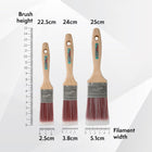 Axus Decor Super Smooth Brush Set (Red Series) For All Paints, Unvarnished, Hardwood, Beaver Tail handle, Rust-Resistant Stainless Steel Ferrule, Synthetic Filaments - Set Of 3 (1