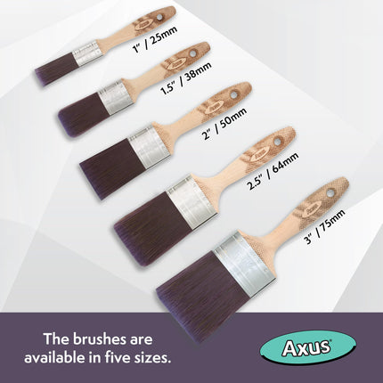 Axus Decor Silk Touch Ultra (Mink Series) Paint Brush Filaments & Birchwood Handle - For Walls, Ceilings, Wood & Metal - Anti-Rust Stainless Steel - Next Generation Brush- 2 Inch