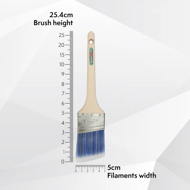 Axus Decor Precision Angled Cutter Paint Brush (Blue Color) - 2.5" / 65mm - Synthetic Filaments, Angled for cutting in with emulsion, Hardwood Handles, Rust-Resistant Stainless Steel
