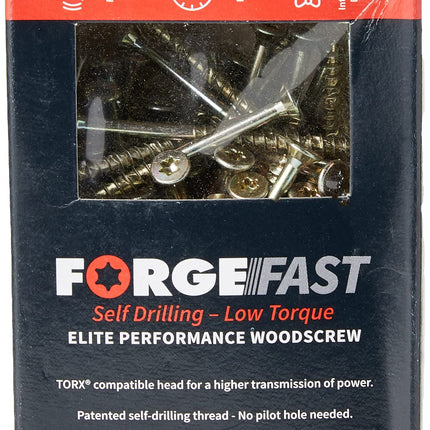 ForgeFast Elite Low-Torque Woodscrews | 5.0 x 70mm | Zinc Yellow Passivated | Box 100