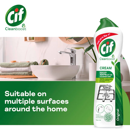 Cif Original Cream Cleaner multipurpose surface cleaner with 100% natural cleaning particles removes 100% of the toughest dirt 8x 500 ml